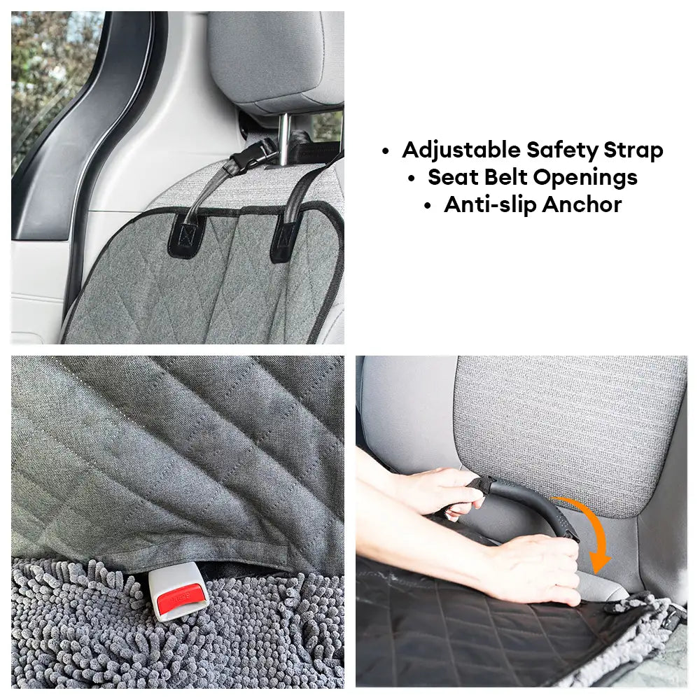 Soft Chenille Waterproof Dirt-Resistant Pet Backseat Protector Hammock Dog Car Seat Cover