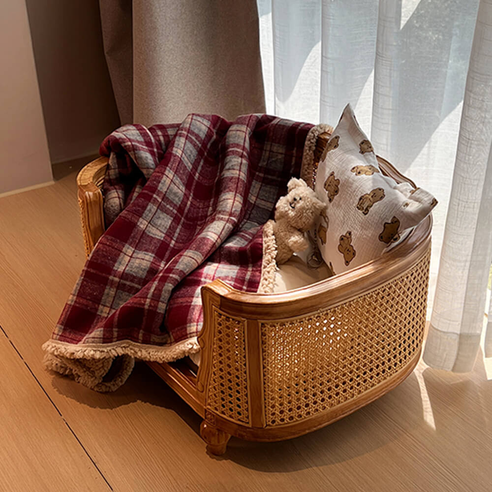 Calda coperta addimensionata in pile a quadri accogliente per cani e gatti