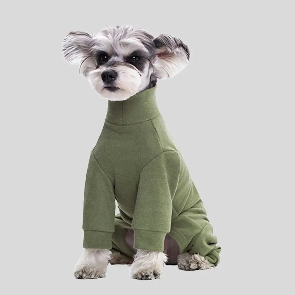 Warm Soft Fleece High-Neck Four-Legged Dog Jumpsuit with Adjustable Waist