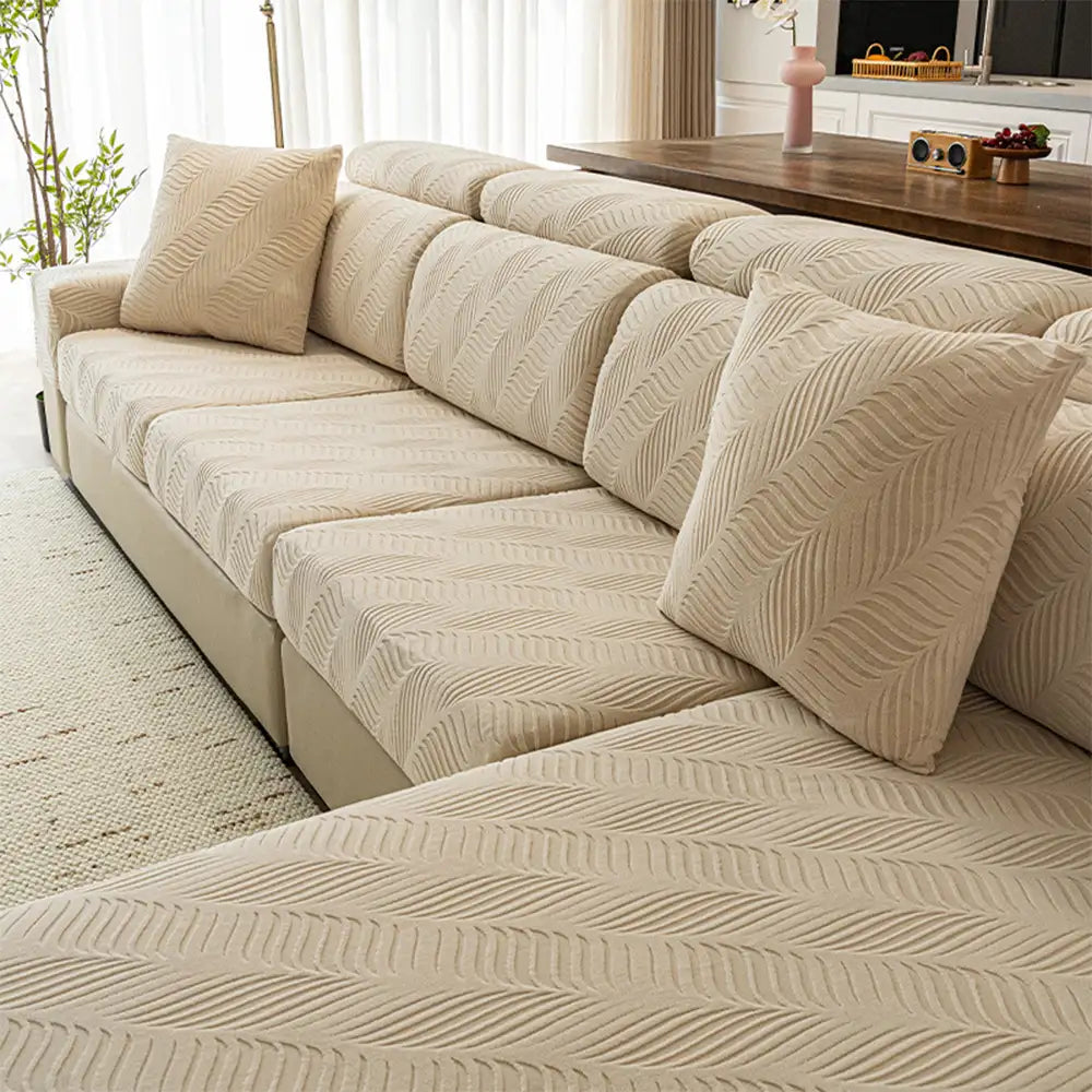 Wave Jacquard Polar Fleece Antistatic Protection Full Wrap Couch Cover