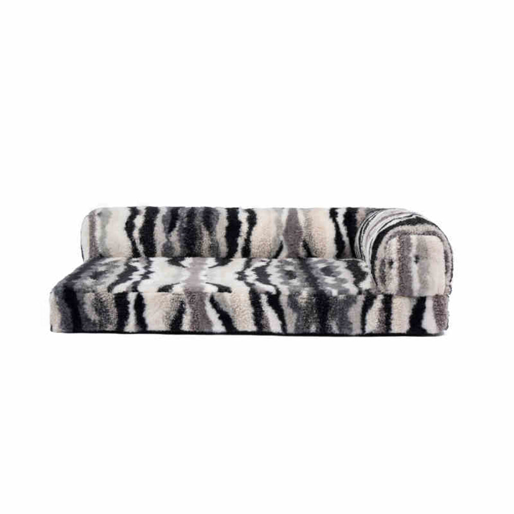 Grand lit orthopédique amovible et lavable pour chien et chat, motif zèbre