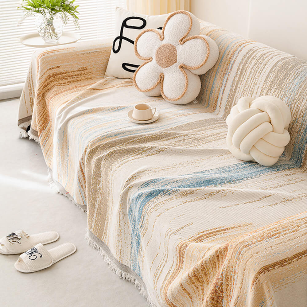 Colorful Rainbow Gradient Full Sofa Drape Throw Couch Cover