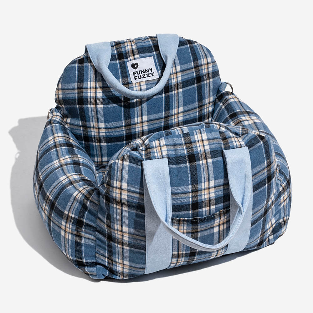 Camilla de asiento de automóvil para perros de seguridad a cuadros