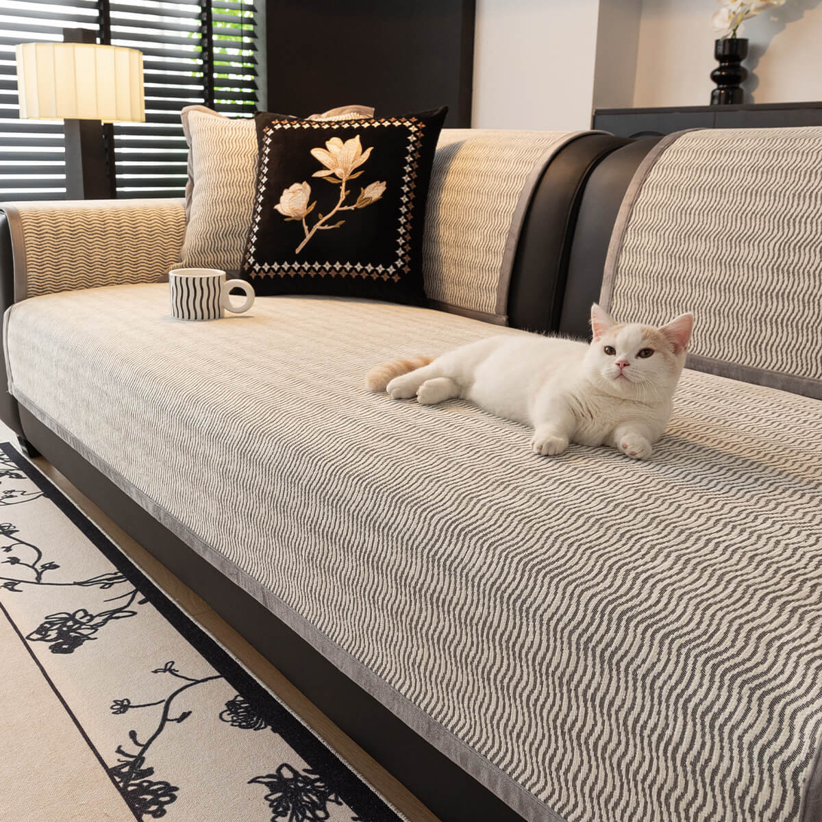 Coperchio di divano non slip resistente al graffio di chenille di lusso leggero