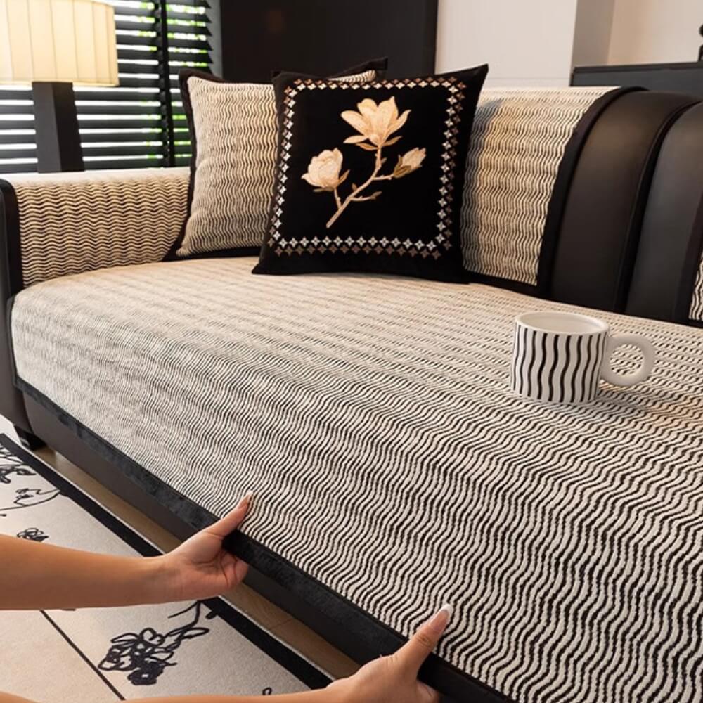 Coperchio di divano non slip resistente al graffio di chenille di lusso leggero
