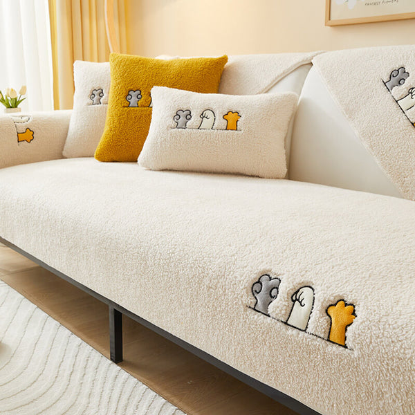 Lovely Cat's Paw Sherpa Fleece Fleece Anti-slip Cover