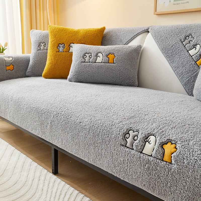 Lovely Cat's Paw Sherpa Fleece Fleece Anti-slip Cover