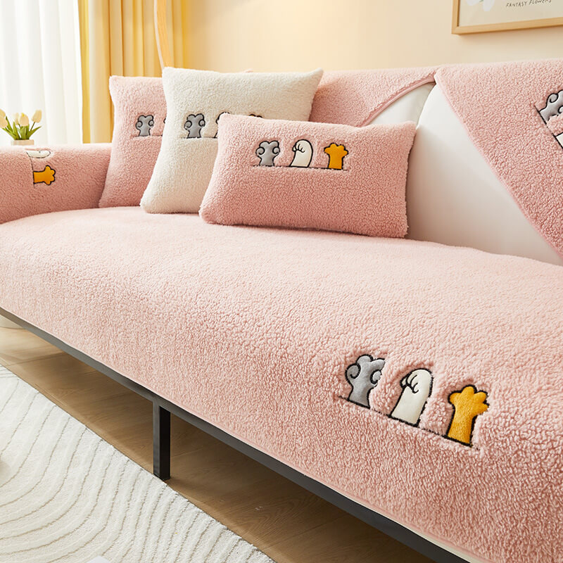 Lovely Cat's Paw Sherpa Fleece Fleece Anti-slip Cover