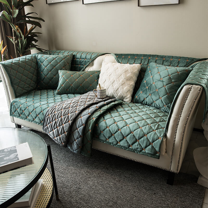 Copertina di divano non slip di velluto trapuntato di lusso