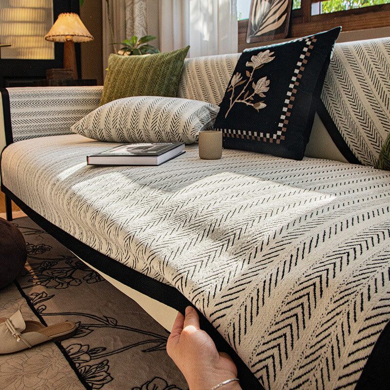 Protección moderna de muebles de tela de chenille Cubierta de sofá antideslizante