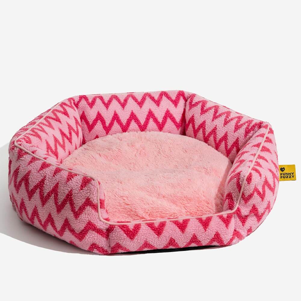 Retirada de felpa Chevron Dog Bed-the Warm Hugger