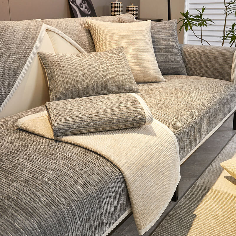 Coperchio di divano anti-scratch a strisce semplice