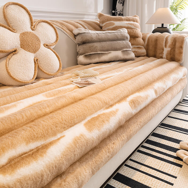 Bellissima copertina di divano peluche a stripe a stripe a gradiente