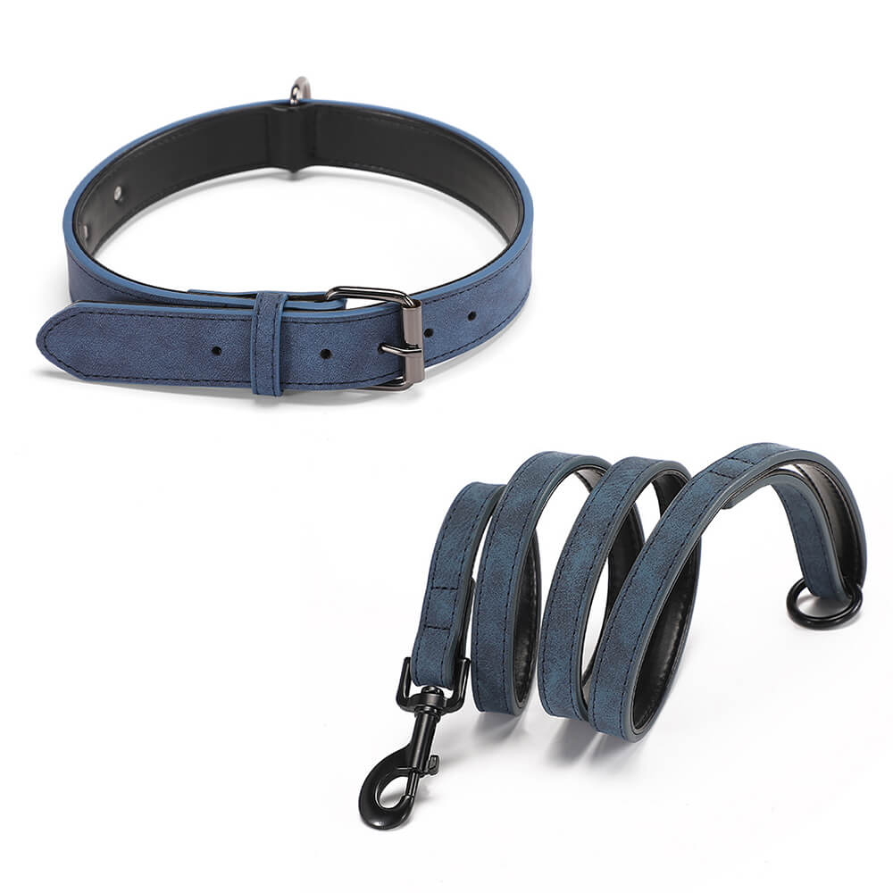 Set de correa para perros de cuello de cuello suave de cuero suave de cuero suave