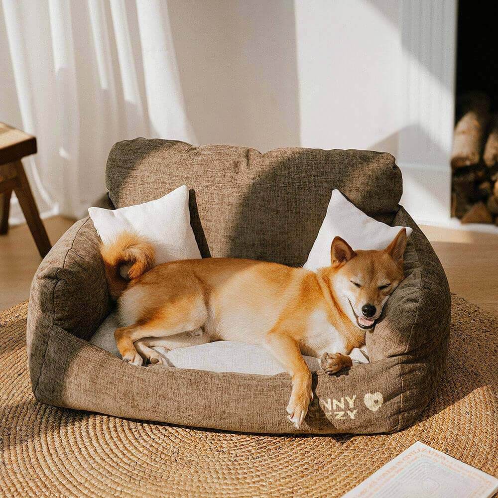 Stile Chenille in tessuto vintage Dog e gatto divano