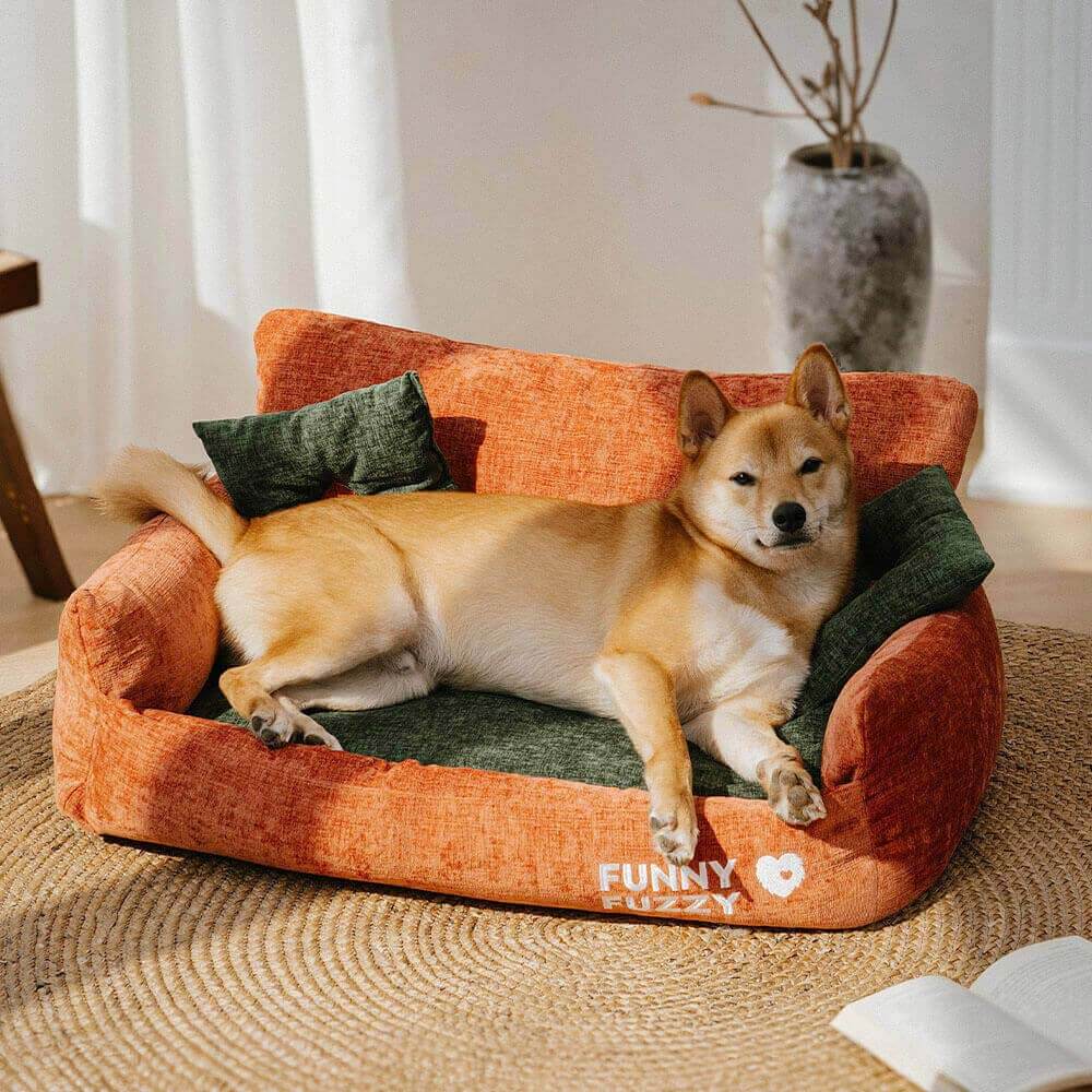 Stile Chenille in tessuto vintage Dog e gatto divano