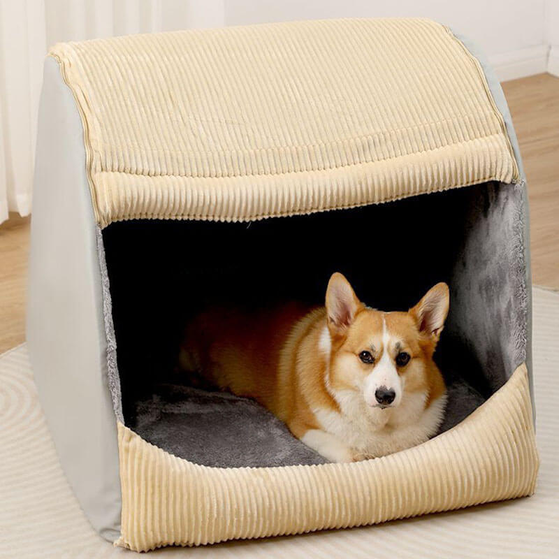 Letto da tenda da cani semi-bernato in flanella calda staccabile