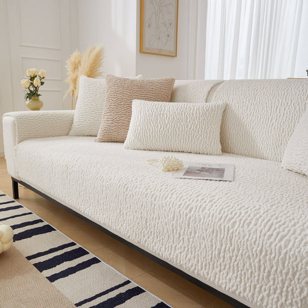 Crema Cover di divano anti-scratch in pile berber