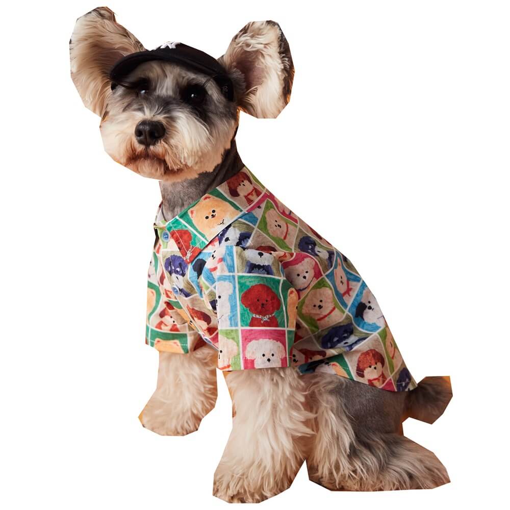 Dog Summer Fashion Cute Printed Dog Head Apparel for Small to Medium Pets