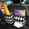 Organizador de automóviles de asiento trasero multifuncional de diamantes en blanco y negro