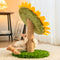 Tablero de rasguños de gato de sisal de girasol con base de hierba estable