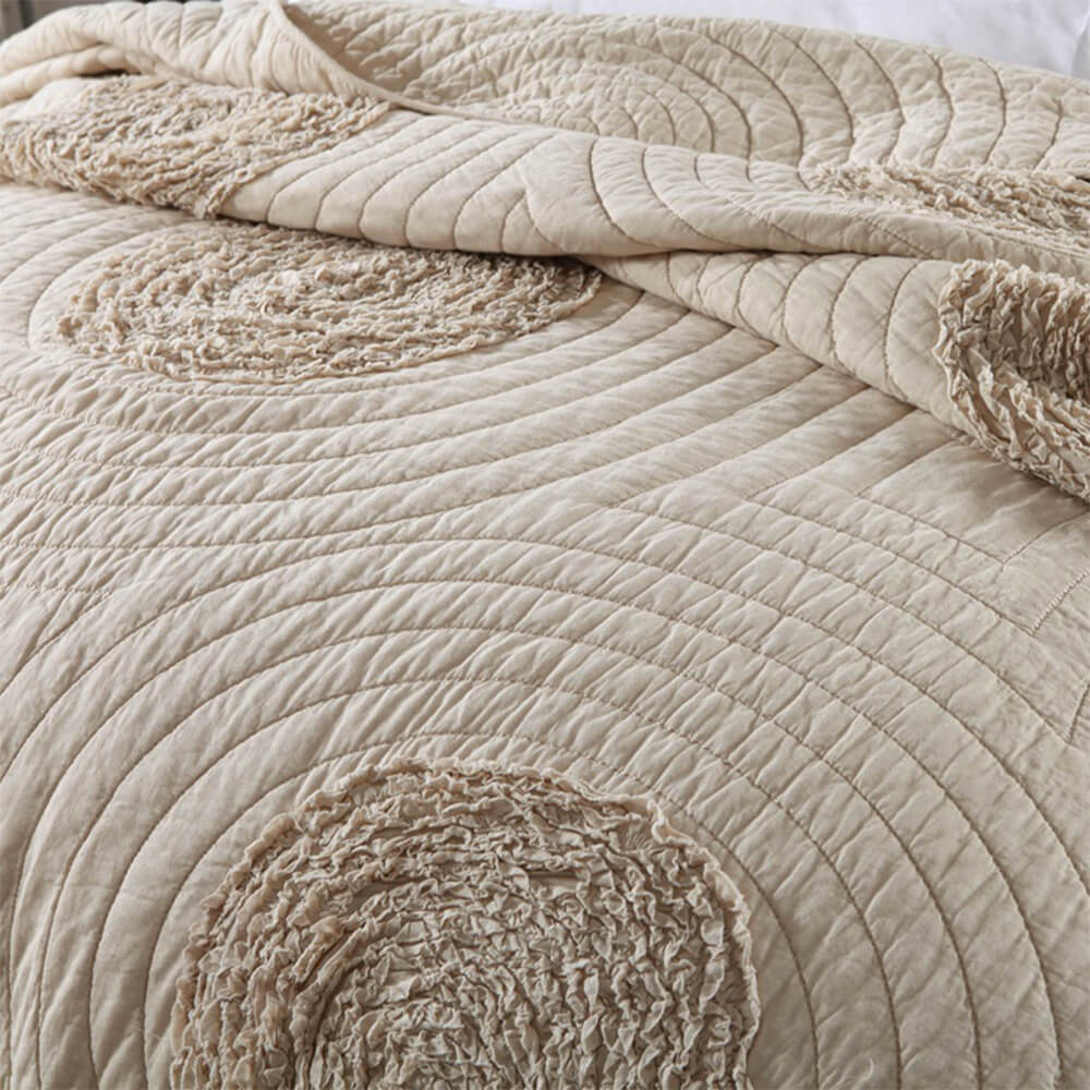 Rustic Minimalist Quilted Cotton Bedspread Set