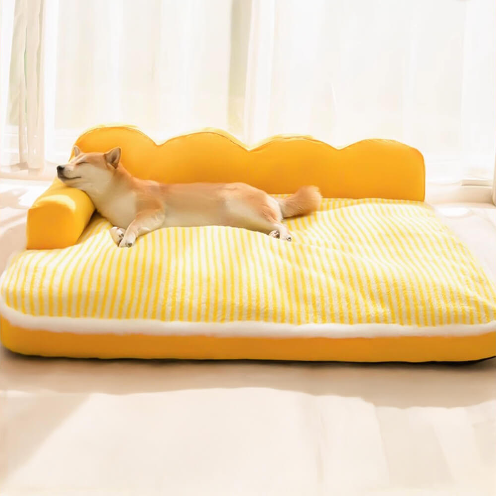 Striped Full Support Comfortable Skin-friendly Washable Orthopedic Dog Sofa Bed