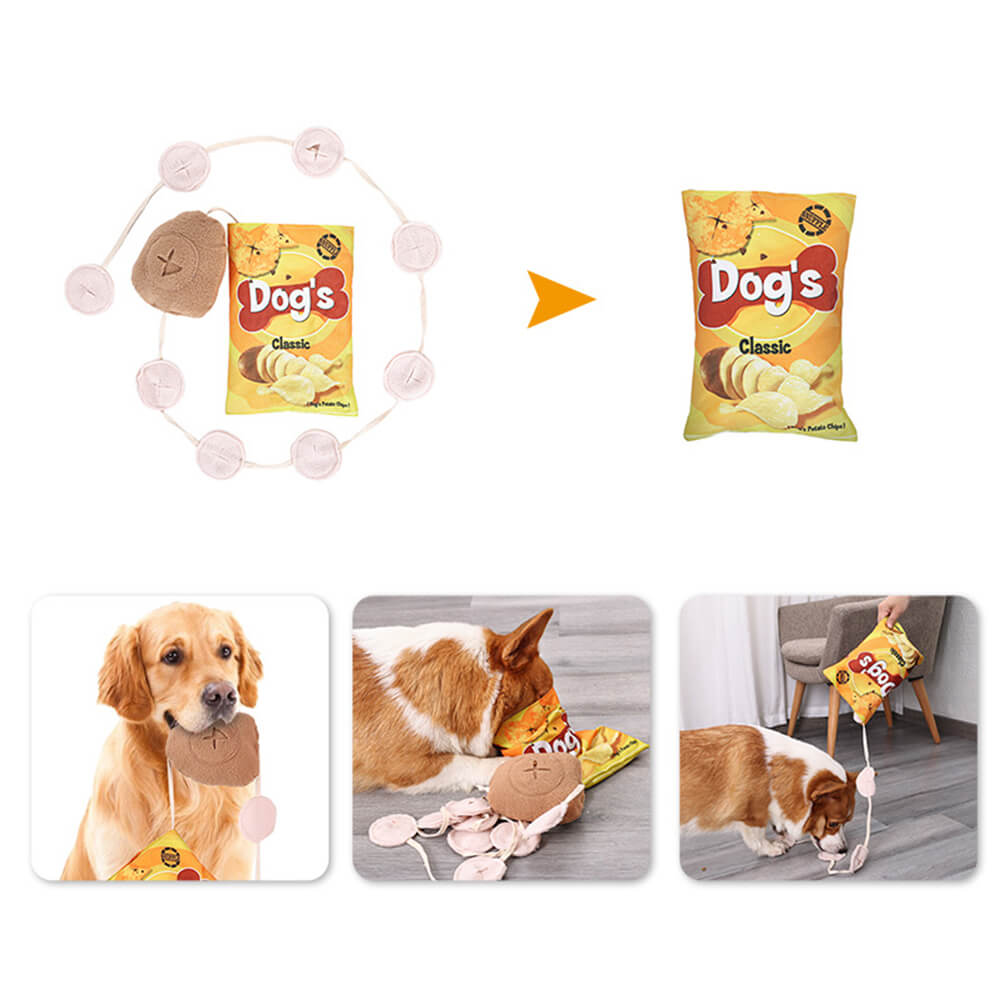 Potato Chips Interaktives Slow Feeder Quietschendes Schnüffel-Hundespielzeug