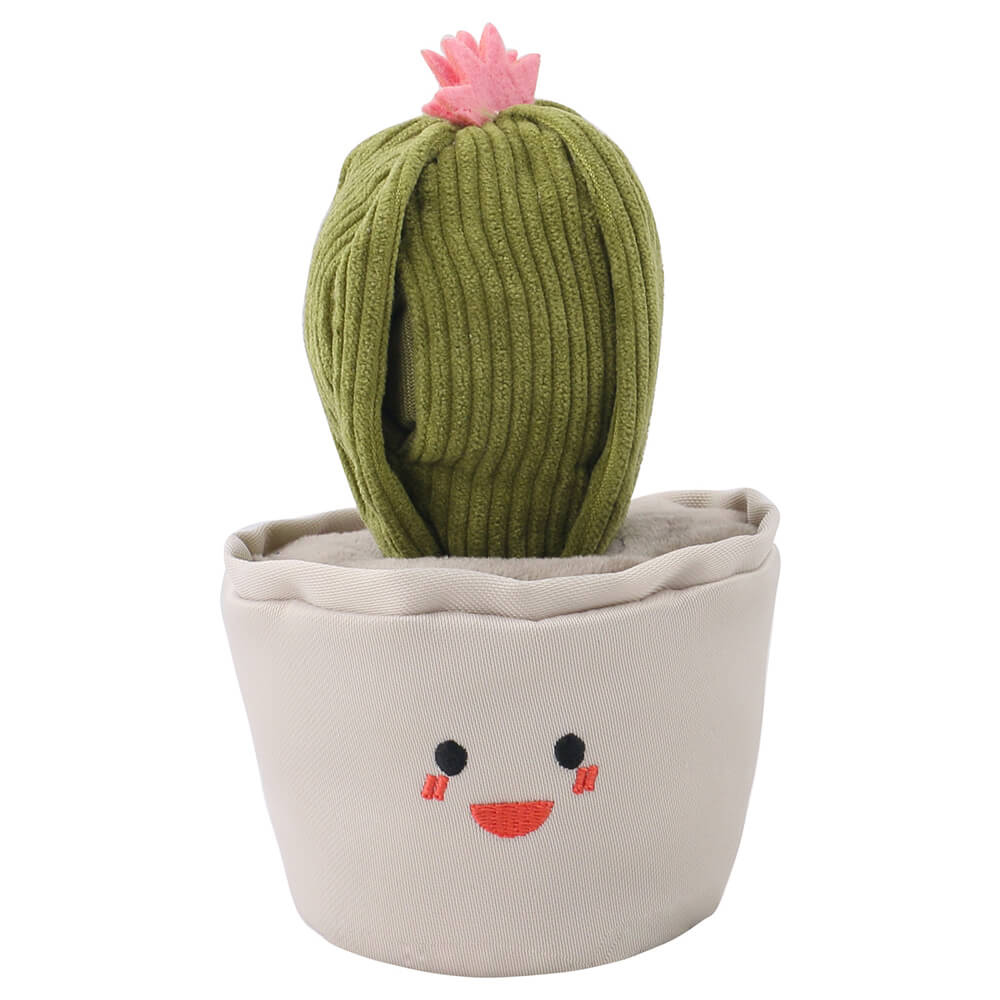 Juguete interactivo con alimentador lento para perros, juguete de peluche de Cactus, chillón