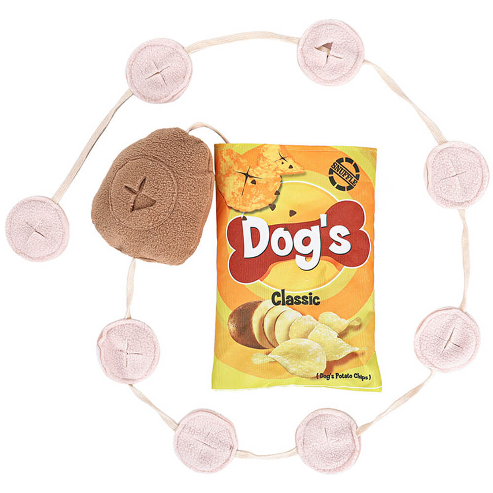 Potato Chips Interactive Slow Feeder Squeaky Snuffle Dog Toy