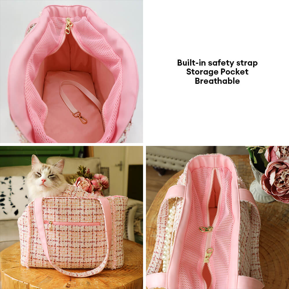 Soft Tweed Luxury Checkered Lightweight Dog & Cat Carrier Bag