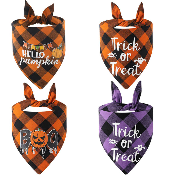 Halloween Pet Carta a cuadros Bib | Babero de regalo de algodón para mascotas