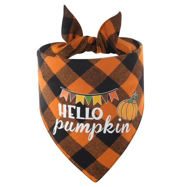 Halloween Pet Carta a cuadros Bib | Babero de regalo de algodón para mascotas