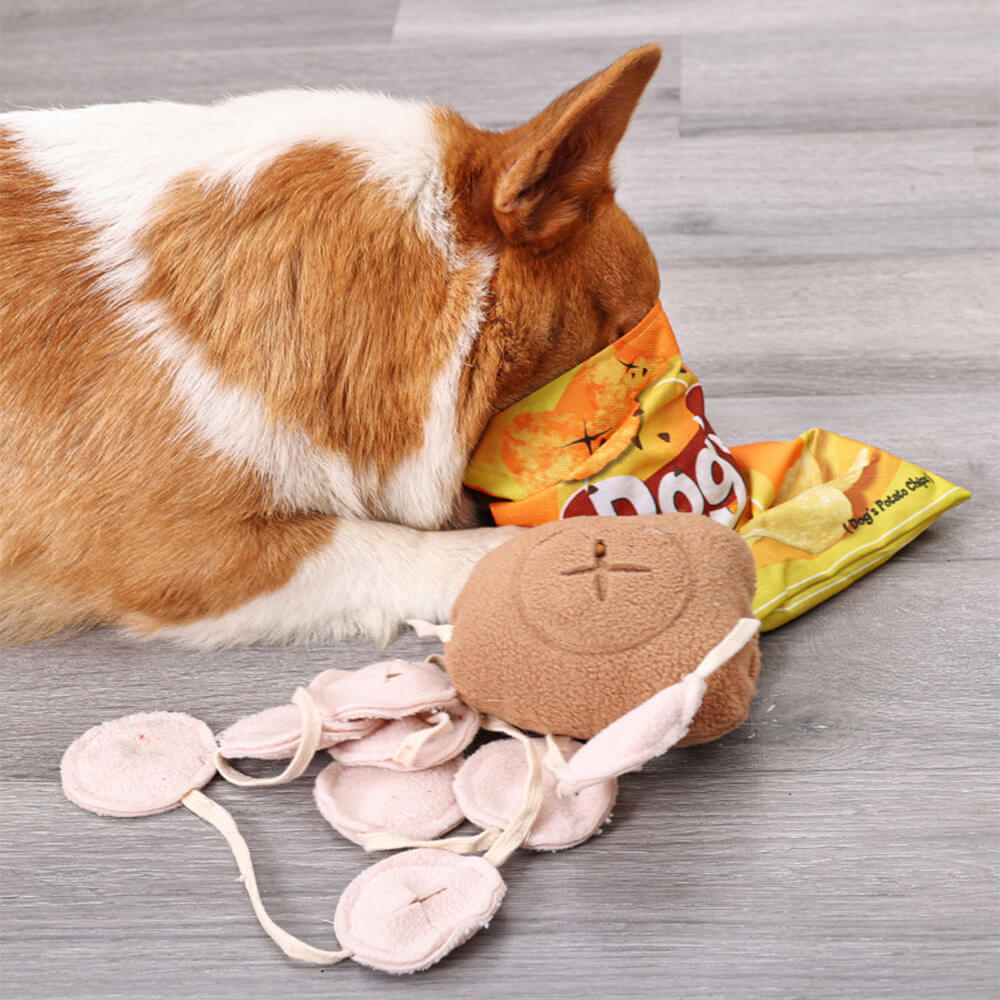 Potato Chips Interaktives Slow Feeder Quietschendes Schnüffel-Hundespielzeug