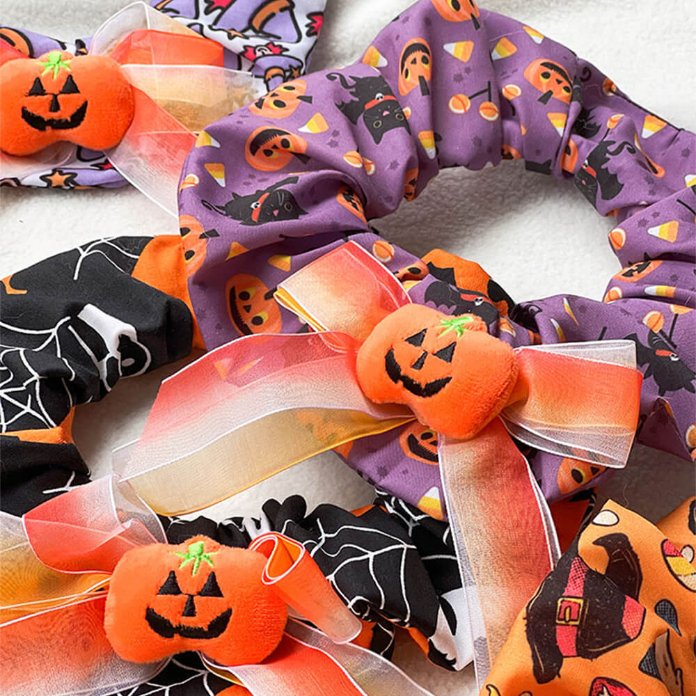 Cute Pumpkin Ruffled Halloween Dog Bandana Scarf