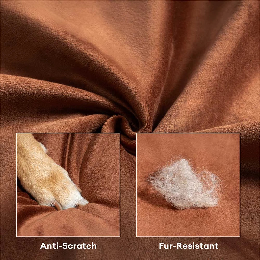 Deluxe Silk Velvet Removable Bolster Orthopedic Dog Bed With Pillow - RegalRest