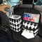 Organizador de automóviles de asiento trasero multifuncional de diamantes en blanco y negro