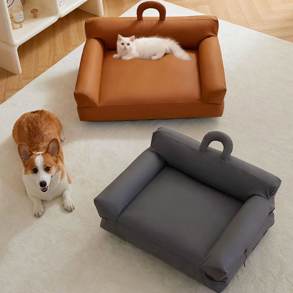 Cama moderna de sofá de respaldo de respaldo y gato