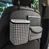 Organizador de automóviles de asiento trasero multifuncional de diamantes en blanco y negro