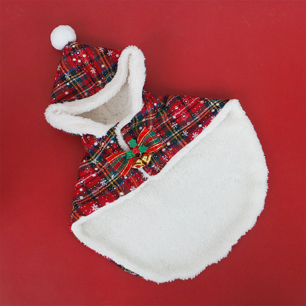 Christmas Chic Warm Dog & Cat Hooded Shawl Poncho