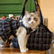 Sacca per trasporto per cani e gatti leggero a scacchi di lusso a scacchi di tweed