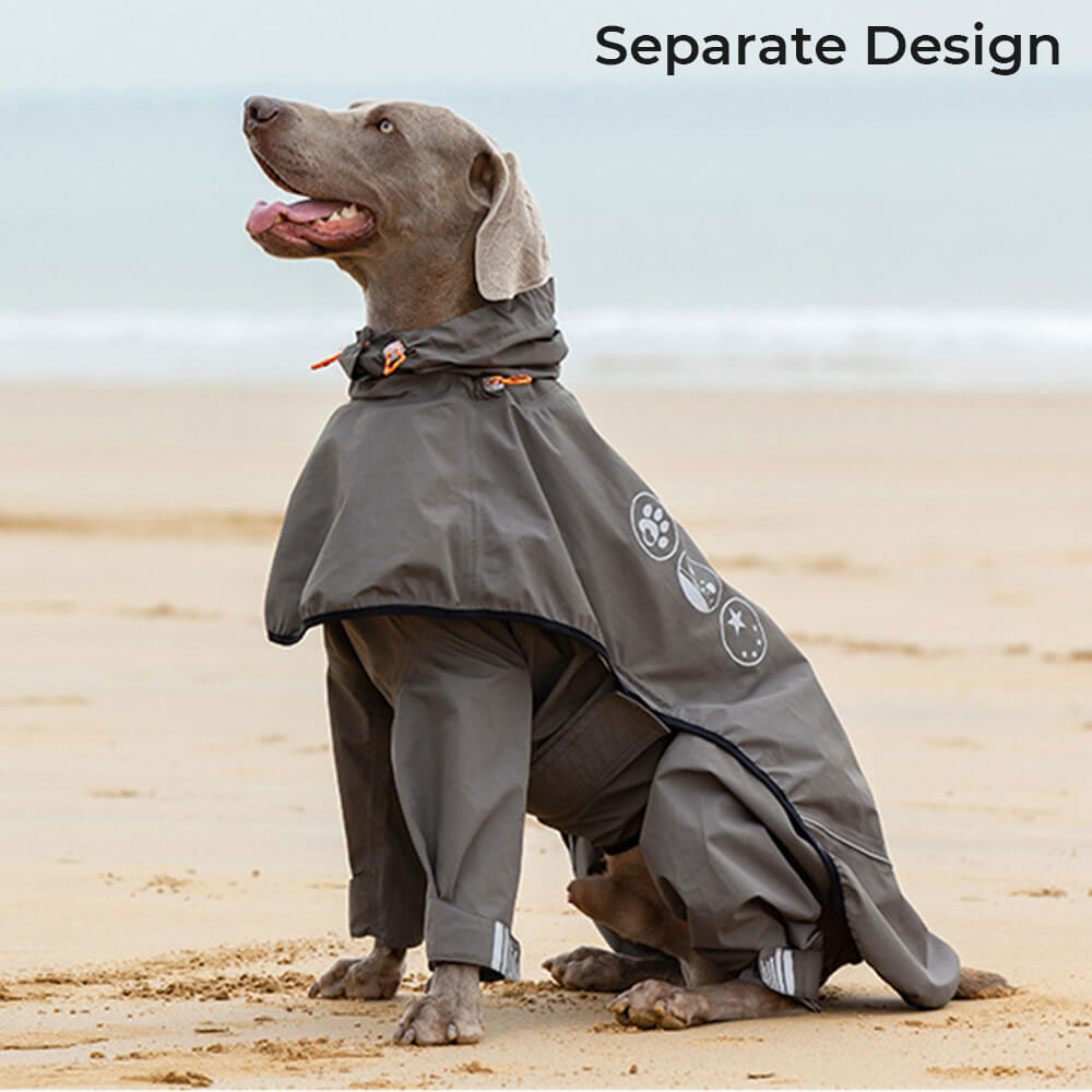 Outdoor Waterproof Four-Legged Dog Raincoat With Reflective Pattern Hoodie