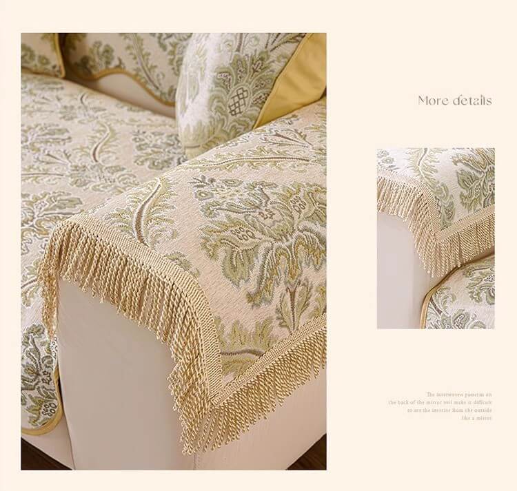 Luxury Chenille Floral Design Wave Edge Couch Cover