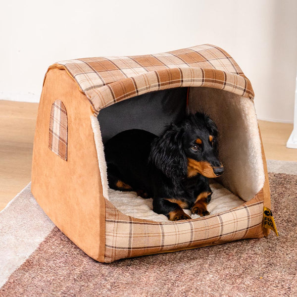 Classico Plaid House Orthopedic Dog Bed - Retreat Cabin