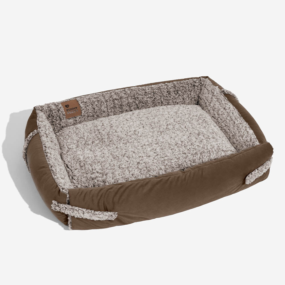 Grand lit pour chien avec traversin confortable et couverture pliable - Azure Pupnap