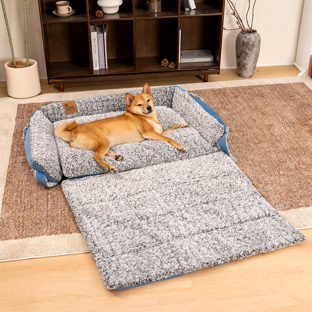 Grand lit confortable pour chien avec couverture pliable