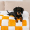 Cubierta protector de muebles para perros acogedores a cuadros de crema cuadrado