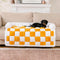 Cubierta protector de muebles para perros acogedores a cuadros de crema cuadrado