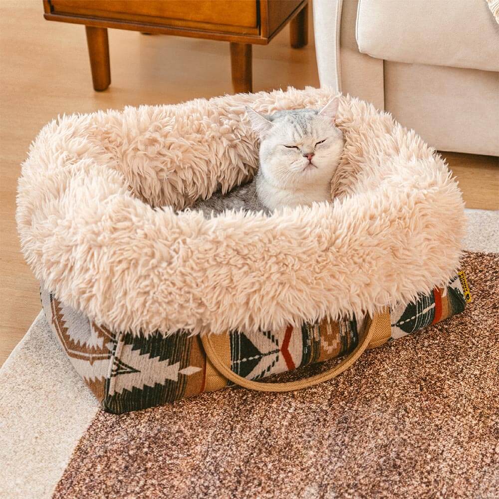 Großer wendbarer Ganzjahres-Indie-Boho-Haustiertransporter und Kuschelschlafsack für Hunde – Wondernap