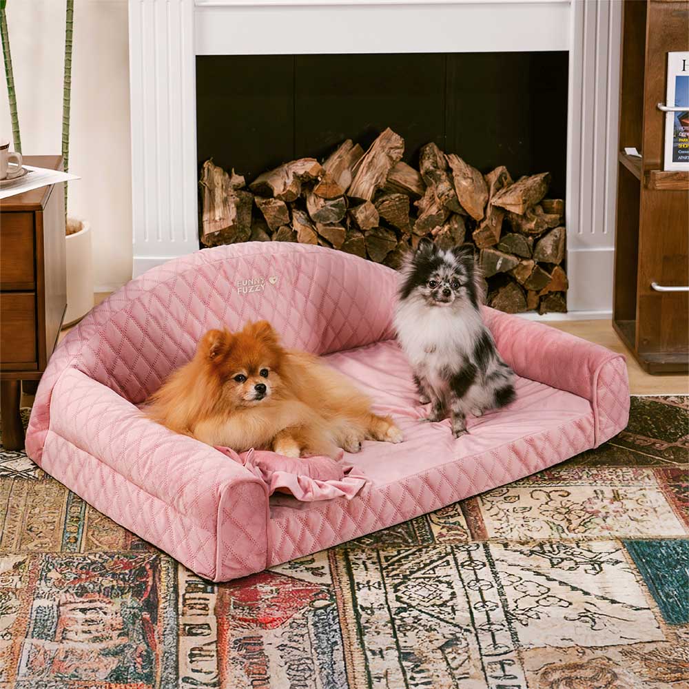 Pinky Cozy Bolster Dog Sofa Bed -  Princess Lord